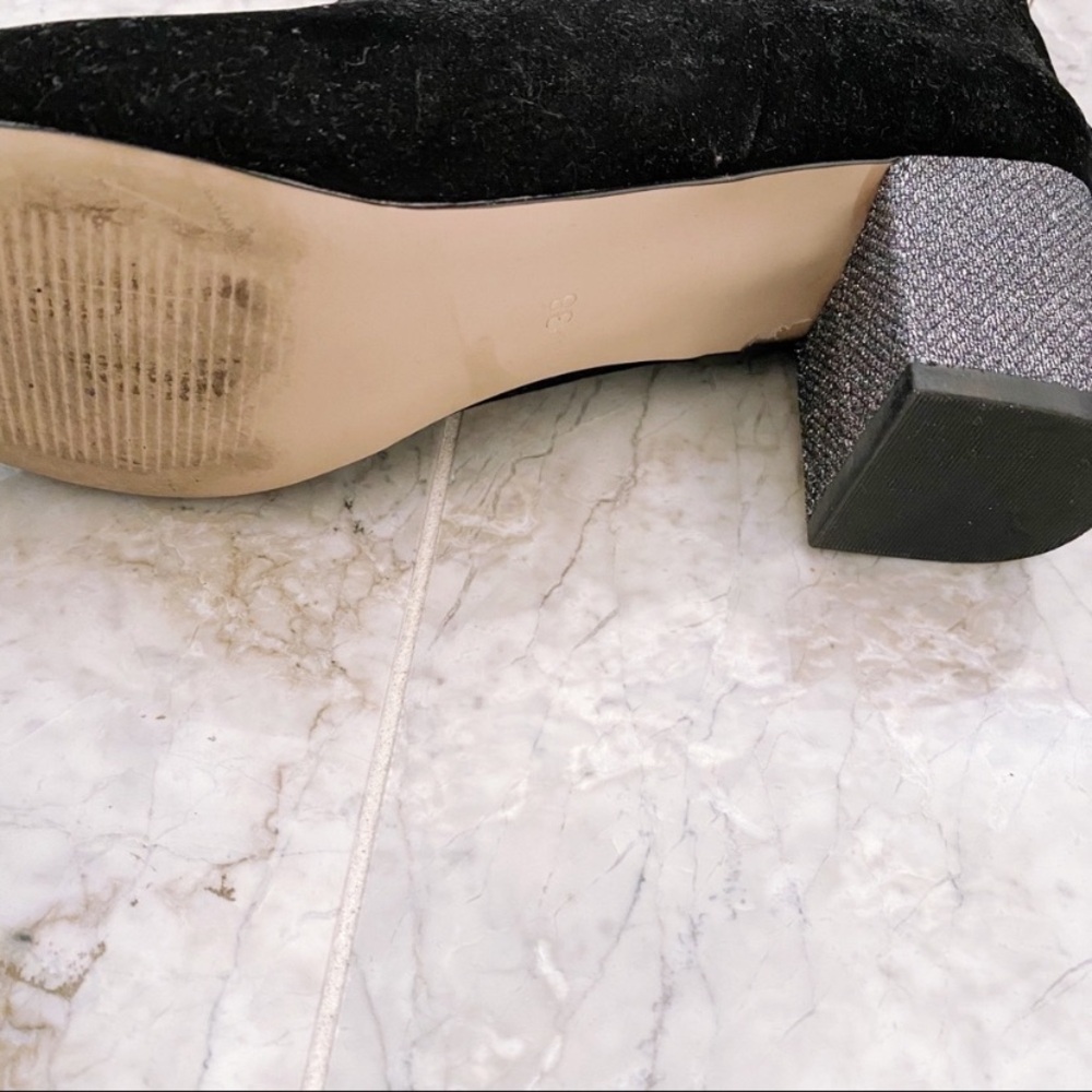 H&M suede black booties with silver glitter block heel 7 - Picture 6 of 9